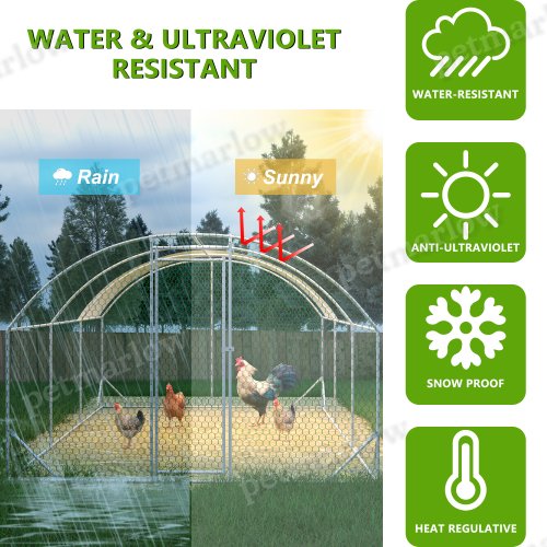 Large Metal Chicken Coop with Waterproof Cover for Poultry – view 3