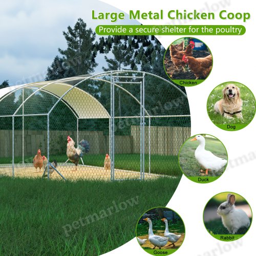 Large Metal Chicken Coop with Waterproof Cover for Poultry – view 4