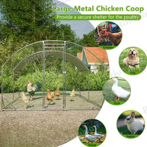 Large Metal Chicken Coop with Waterproof Cover for Poultry – view 4