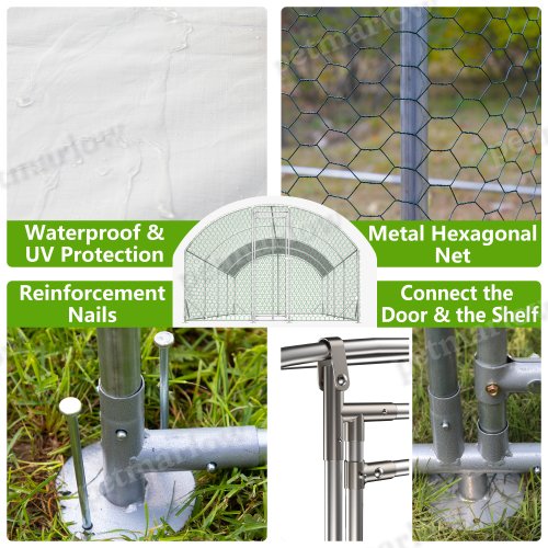 Large Metal Chicken Coop with Waterproof Cover for Poultry – view 5