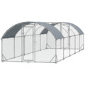 Large Metal Chicken Coop with Waterproof Cover for Small Animals – Silver / 1960x320x190 mm