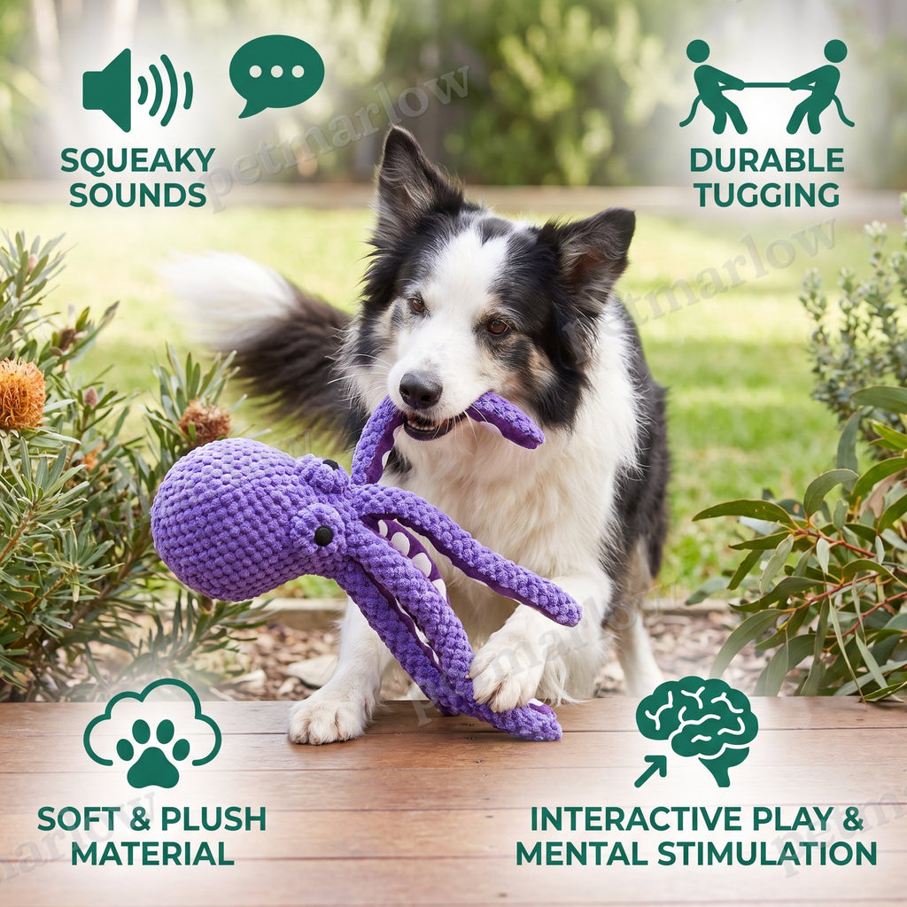 Large Octopus Plush Squeaky Dog Toy – view 4