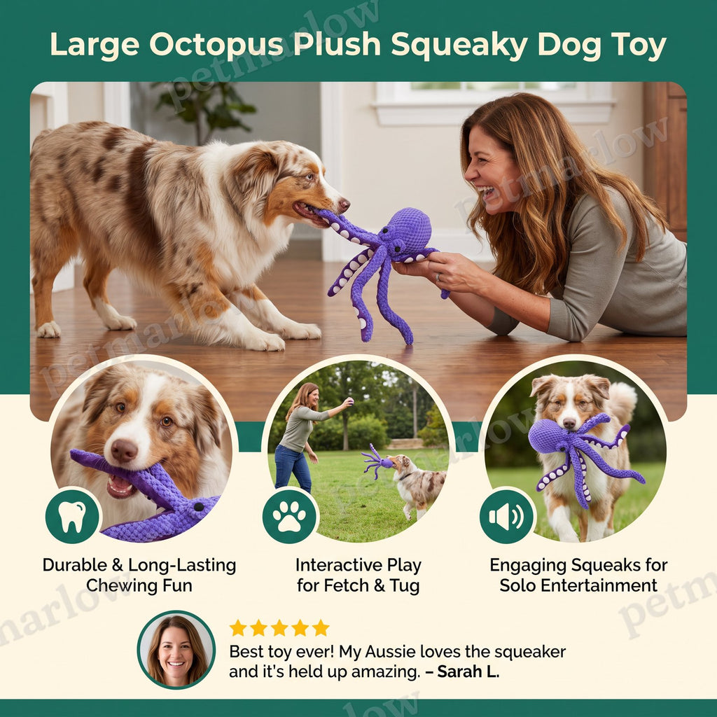 Large Octopus Plush Squeaky Dog Toy – view 5