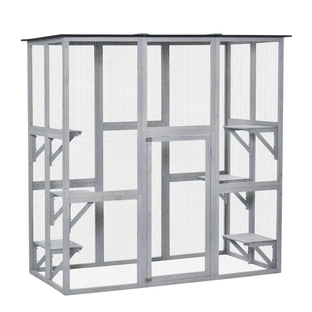 Large Outdoor Cat Enclosure for Safe Outdoor Fun – Grey