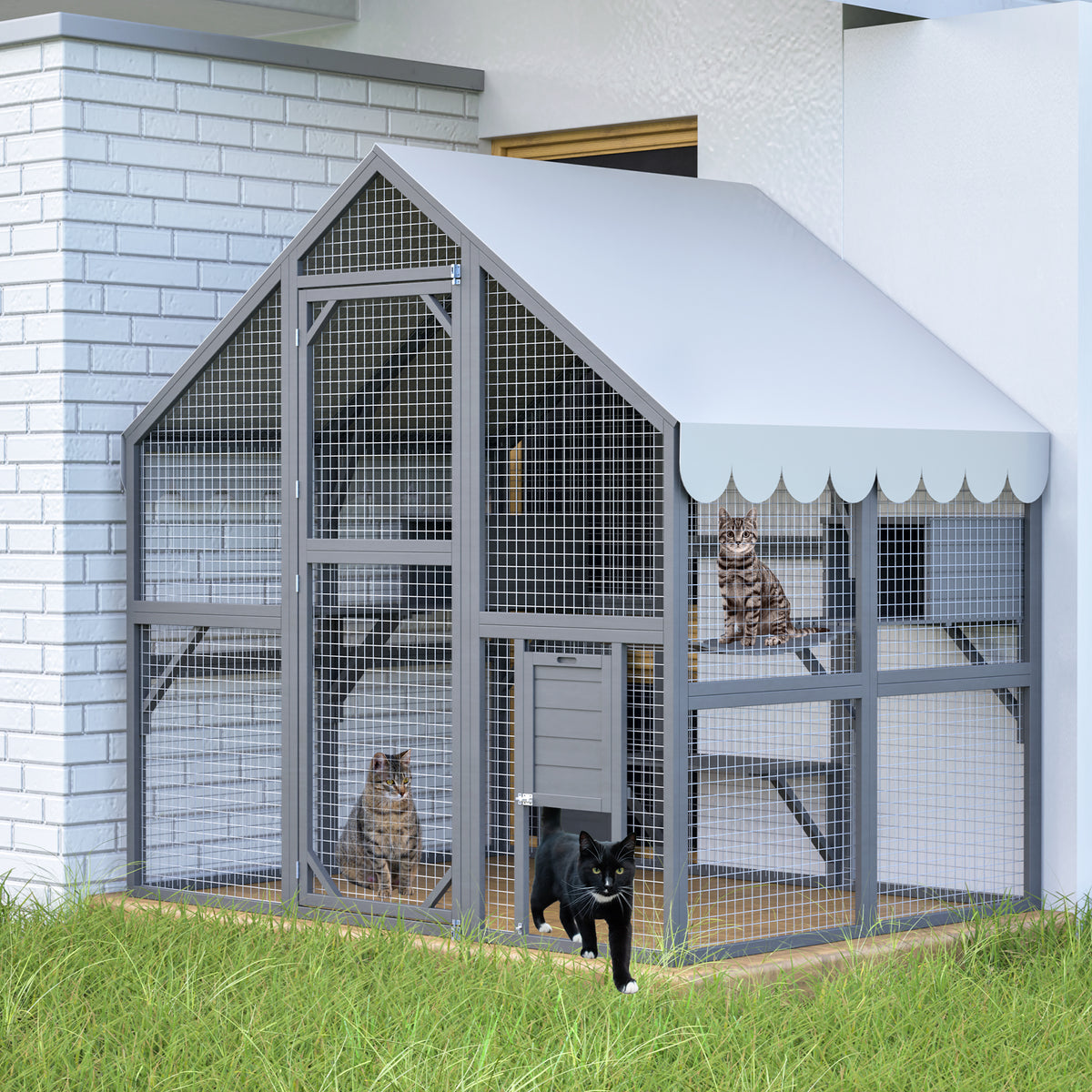Large Outdoor Cat House with Cozy Resting Areas