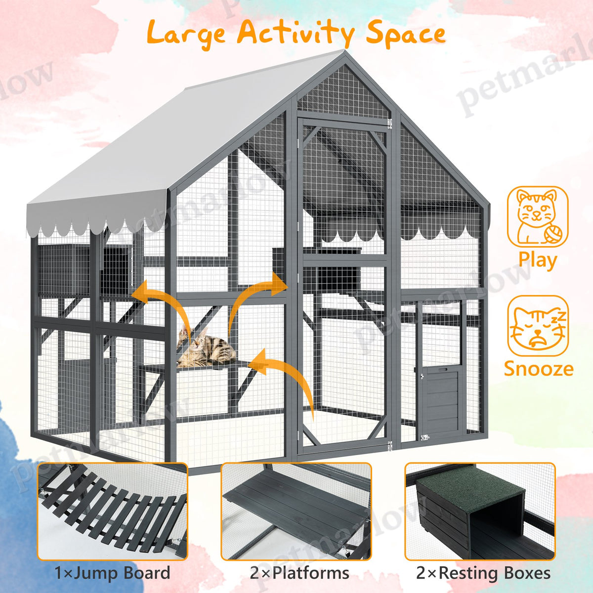 Large Outdoor Cat House with Cozy Resting Areas – view 3