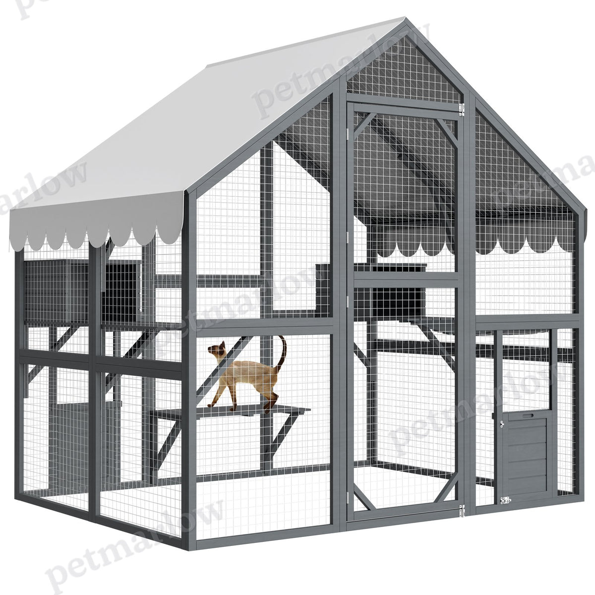 Large Outdoor Cat House with Cozy Resting Areas – view 4