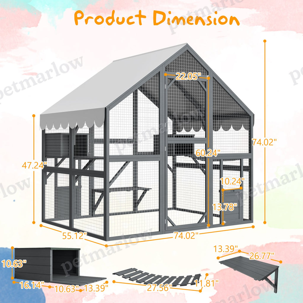 Large Outdoor Cat House with Cozy Resting Areas – view 5