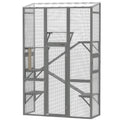 Large Outdoor Catio Cat Enclosure with Platforms – Gray / 1670x600x95 mm