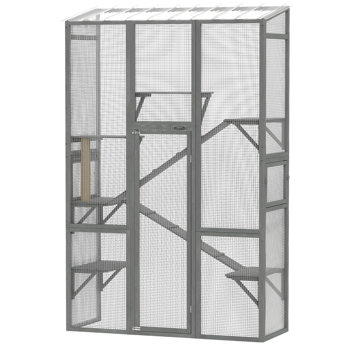 Large Outdoor Catio Cat Enclosure with Platforms – Gray / 1670x600x95 mm