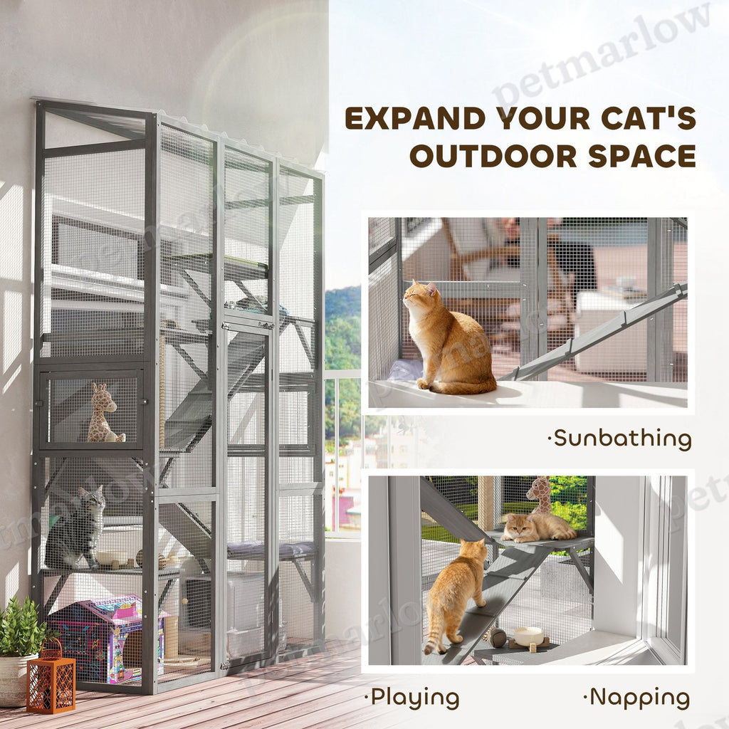 Large Outdoor Catio Cat Enclosure with Platforms – view 4