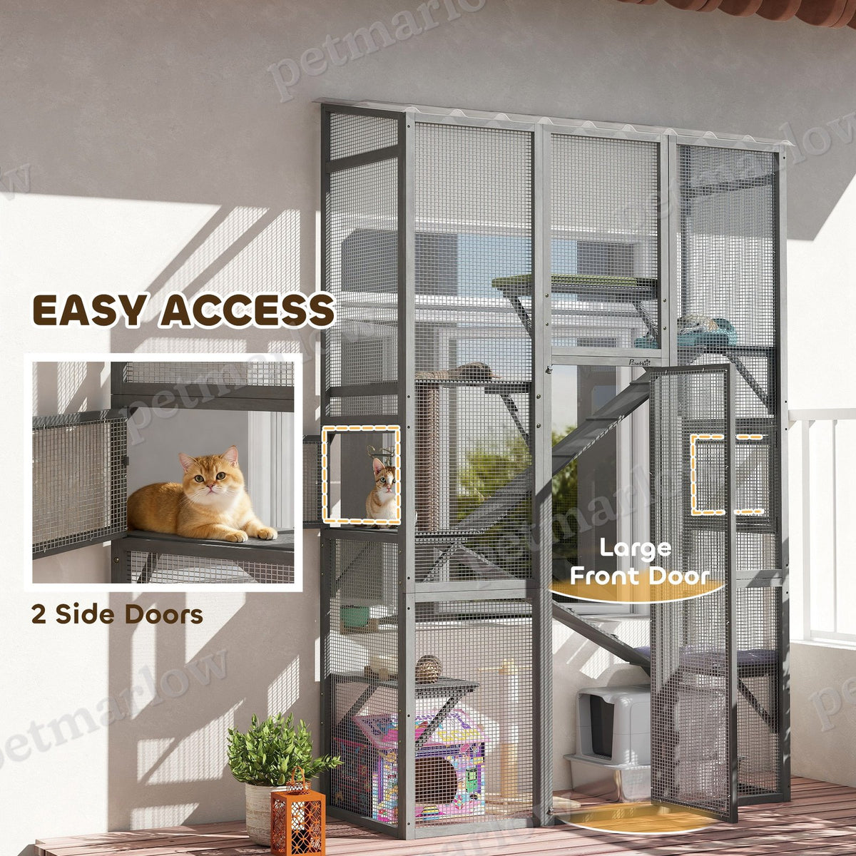 Large Outdoor Catio Cat Enclosure with Platforms – view 6