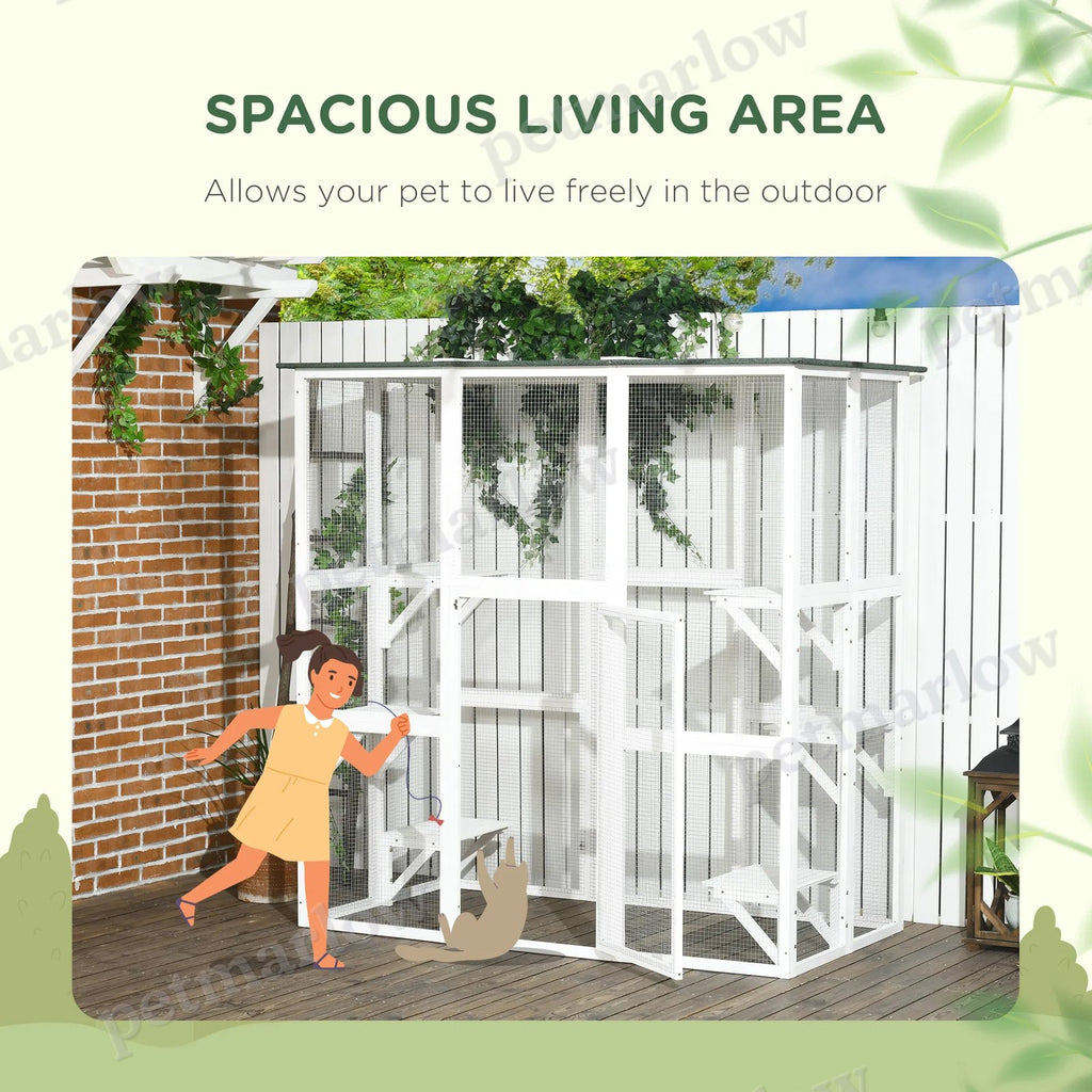 Large Outdoor Catio Enclosure for Cats with Platforms – view 3