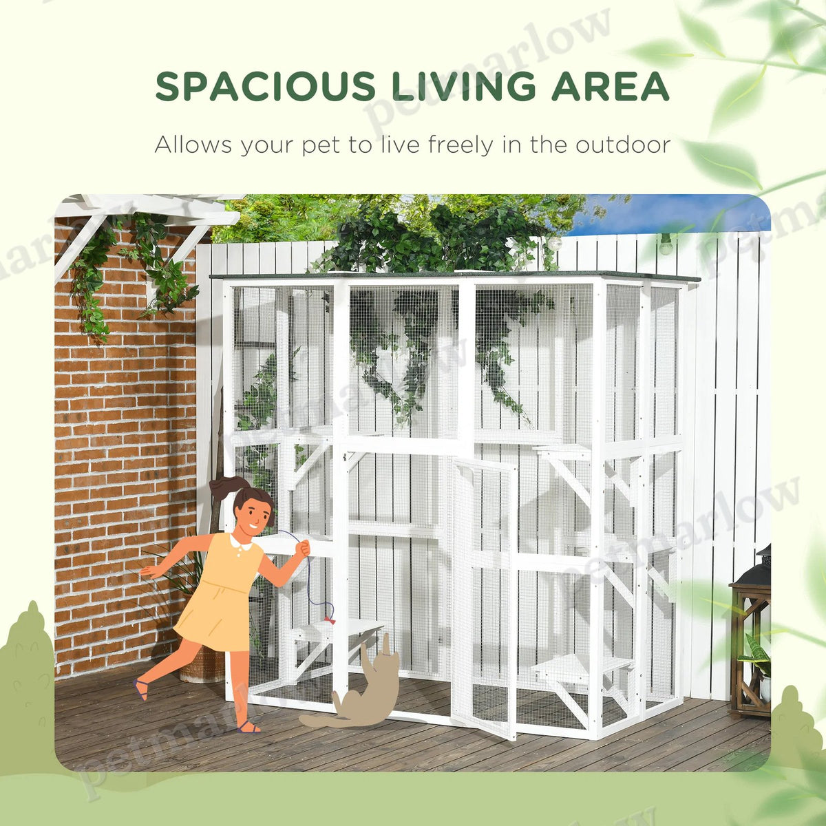 Large Outdoor Catio Enclosure for Cats with Platforms – view 3