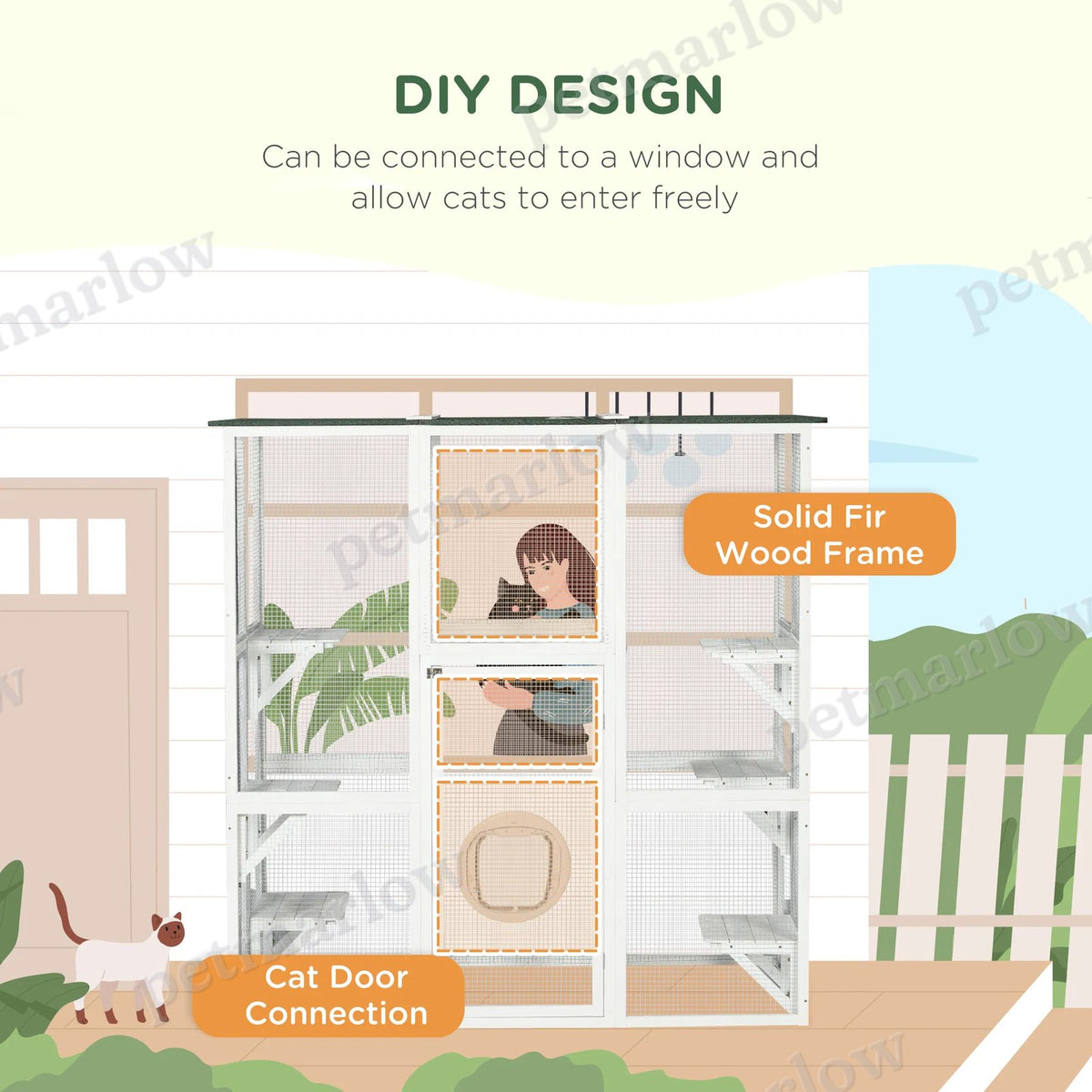 Large Outdoor Catio Enclosure for Cats with Platforms – view 5