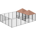 Large Outdoor Dog Kennel with Dual Rooms for Play and Privacy – Coffee / 1160x740x240 mm