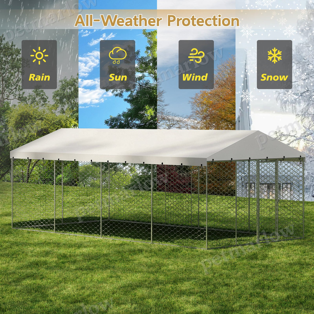 Large Outdoor Dog Kennel with Canopy for All-Weather Protection – view 2