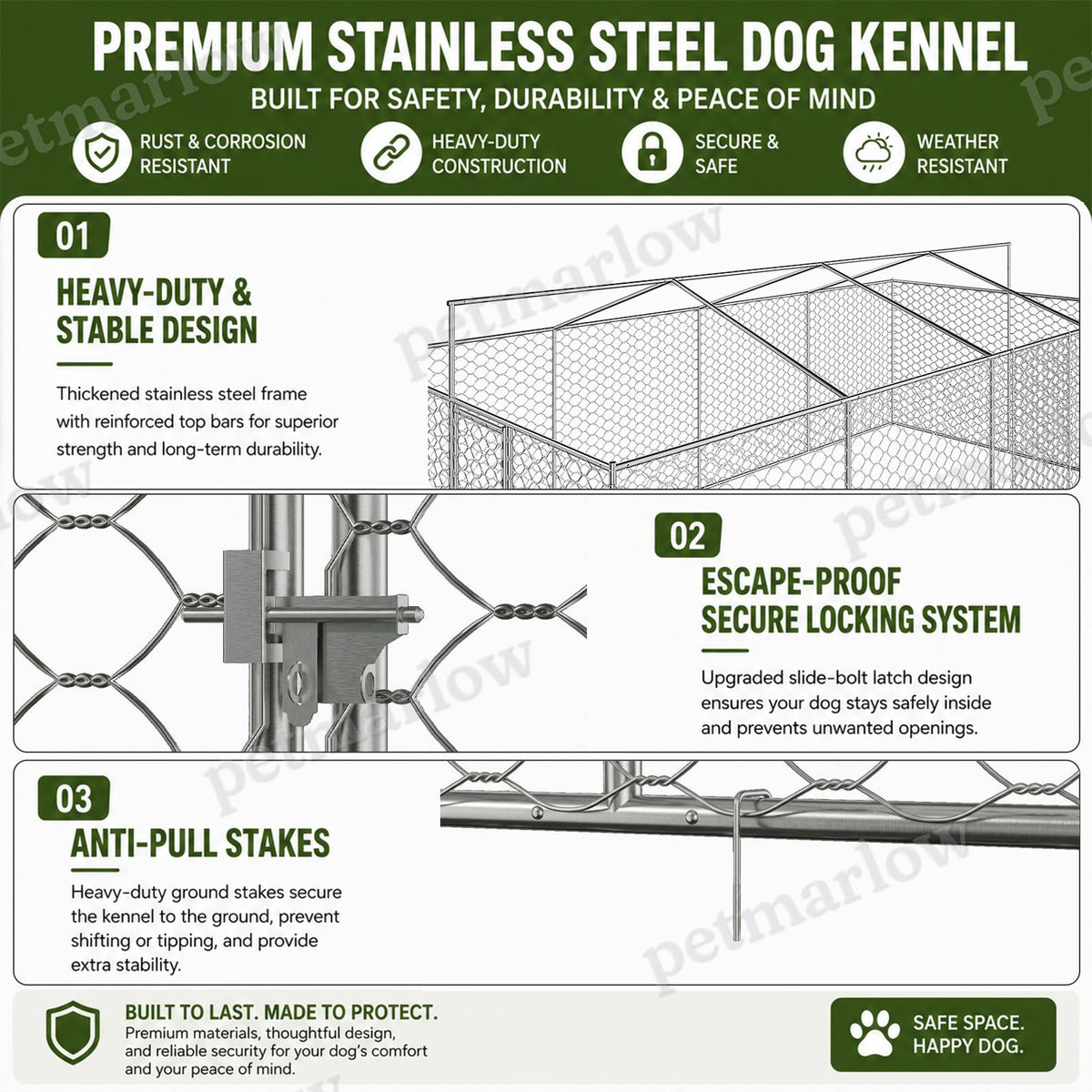 Large Outdoor Dog Kennel with Canopy for All-Weather Protection – view 6