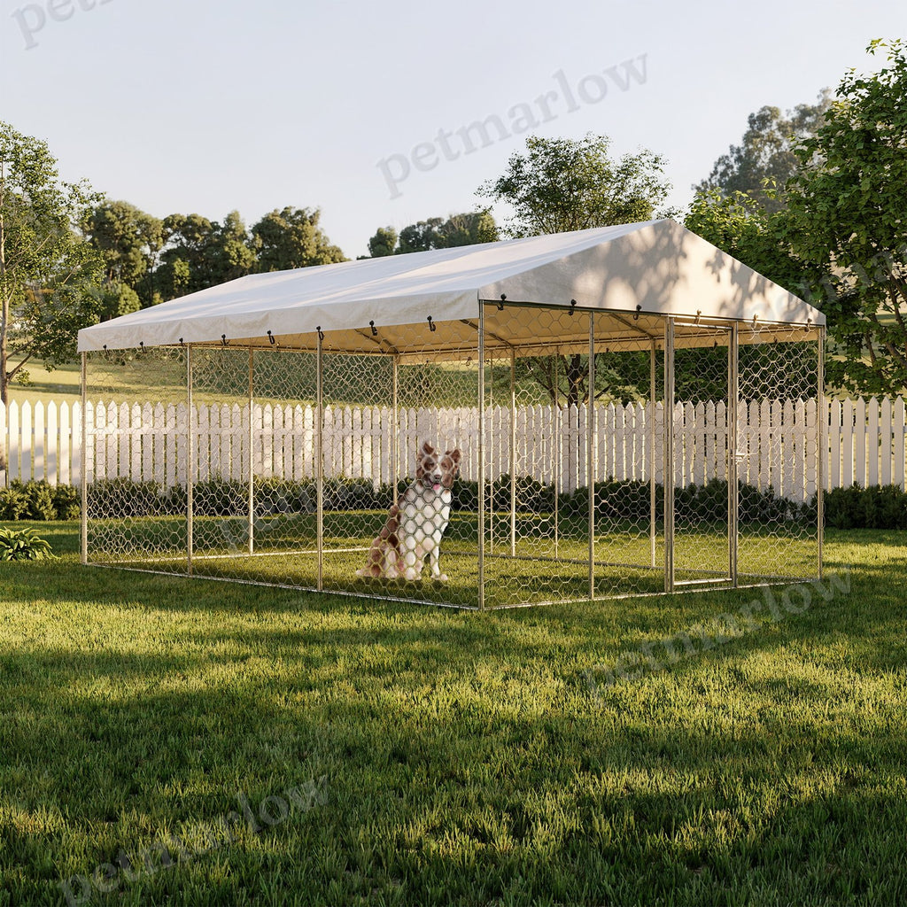 Large Outdoor Dog Kennel with Canopy for All-Weather Use – view 2
