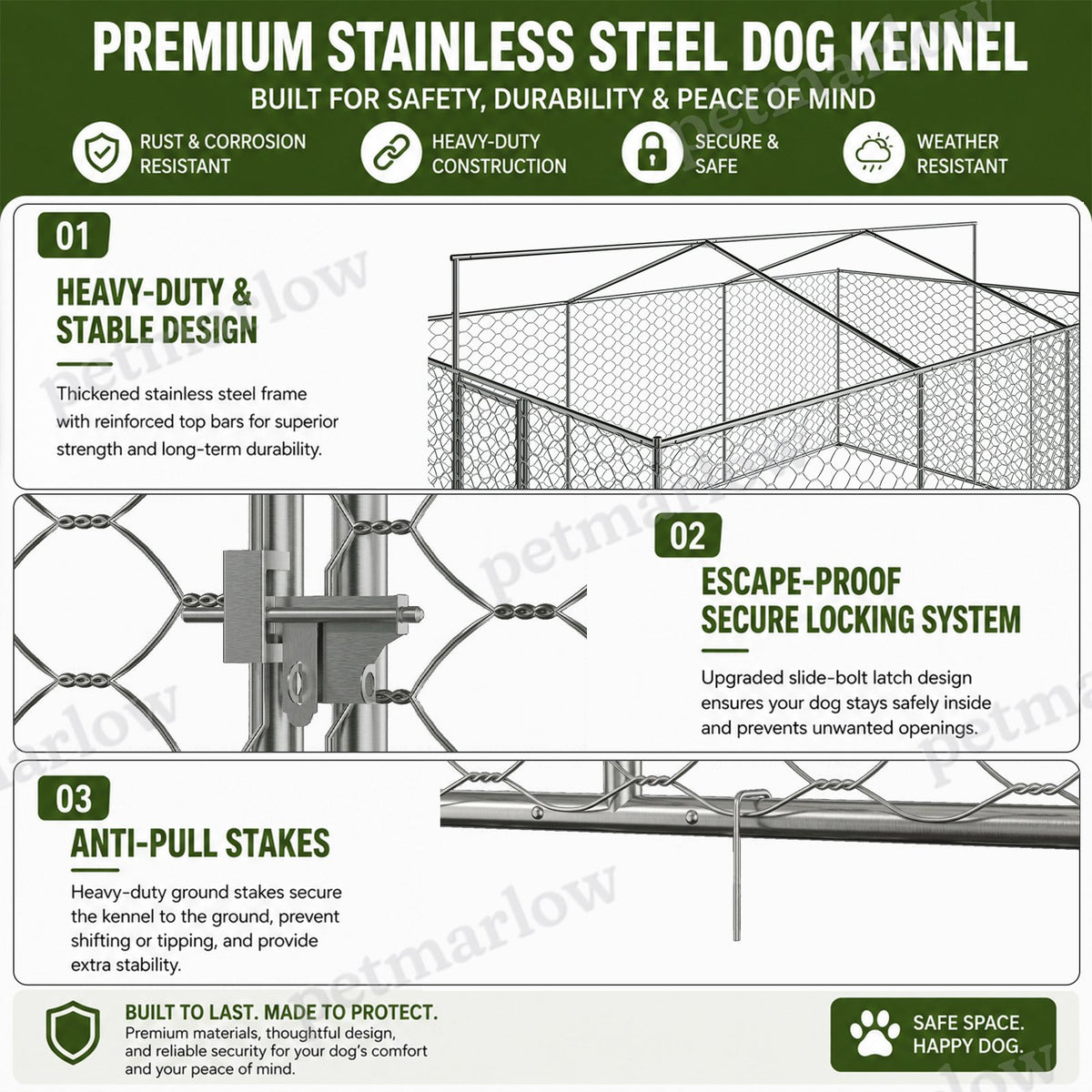 Large Outdoor Dog Kennel with Canopy for All-Weather Use – view 4