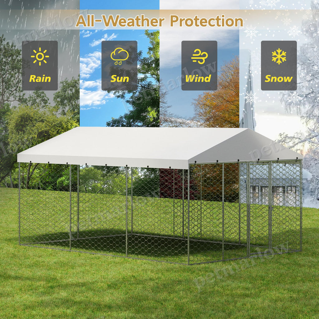 Large Outdoor Dog Kennel with Canopy for All-Weather Use – view 5