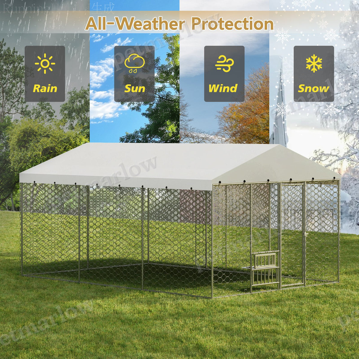 Large Outdoor Dog Kennel with Canopy for Comfort and Security – view 6