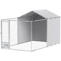 Large Outdoor Dog Kennel with Waterproof Cover – Silver / 1740x580x125 mm