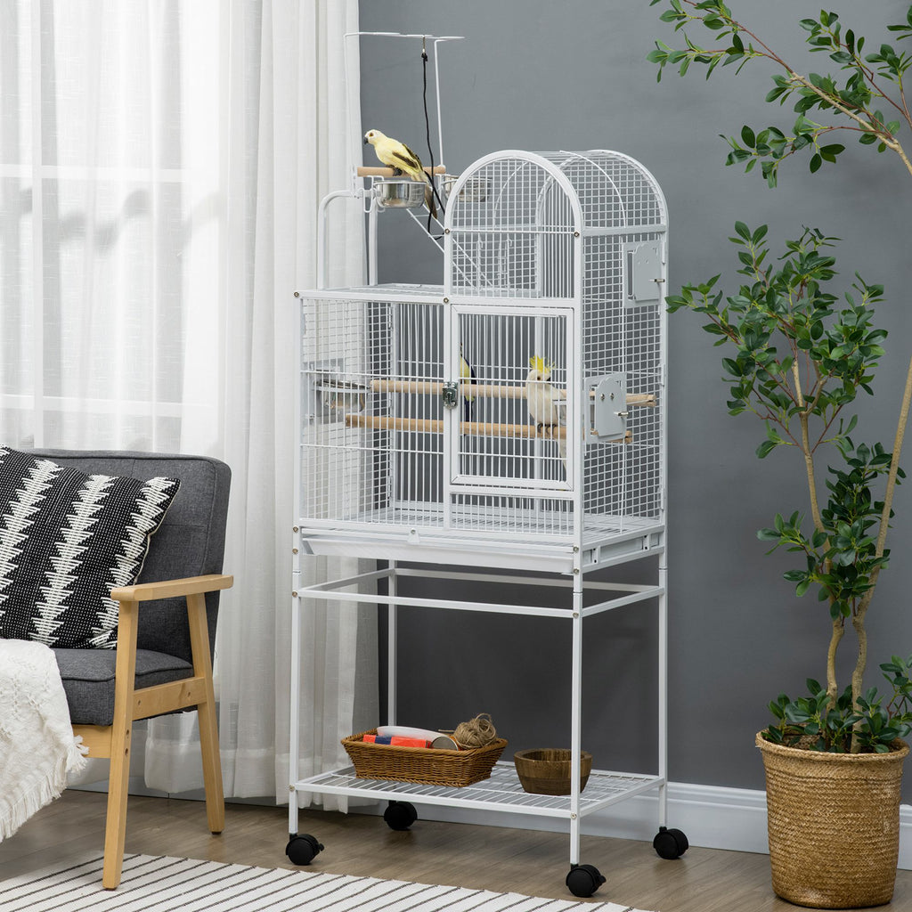 Large Parrot Cage with Perches and Rolling Stand