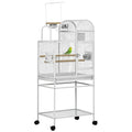 Large Parrot Cage with Perches and Rolling Stand – White / 895x687x170 mm