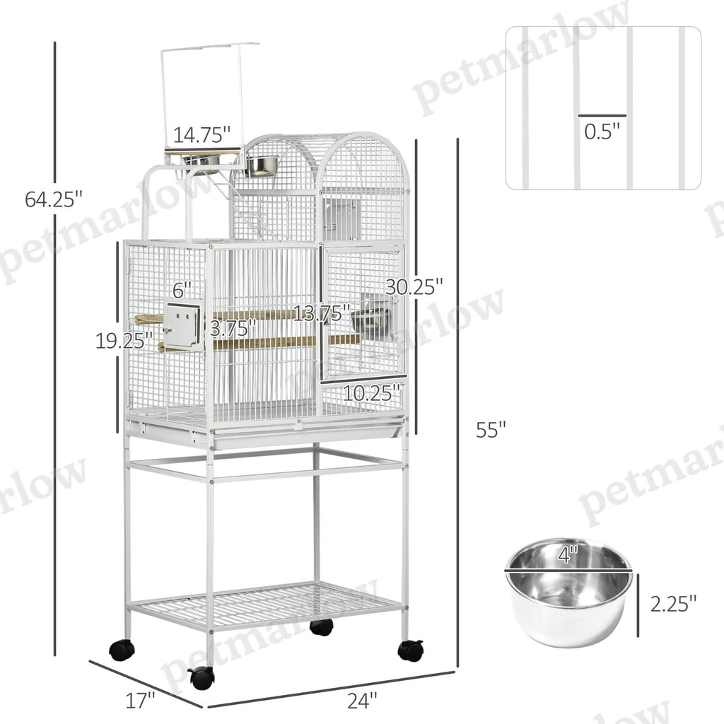Large Parrot Cage with Perches and Rolling Stand – view 4