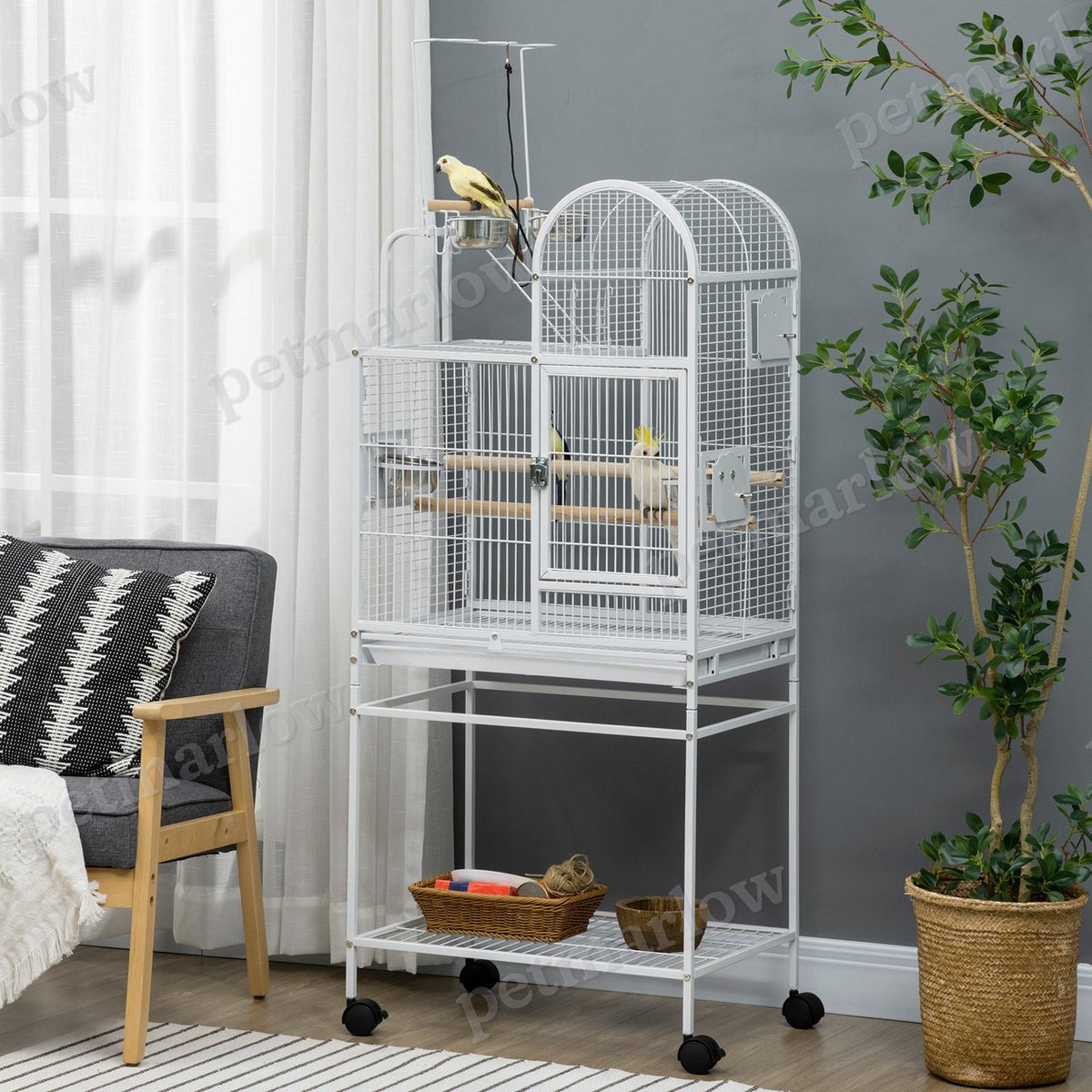Large Parrot Cage with Perches and Rolling Stand – view 5