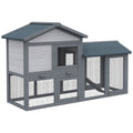 Large Rabbit Hutch with Run for Indoor and Outdoor Use – Grey / 885x730x215 mm