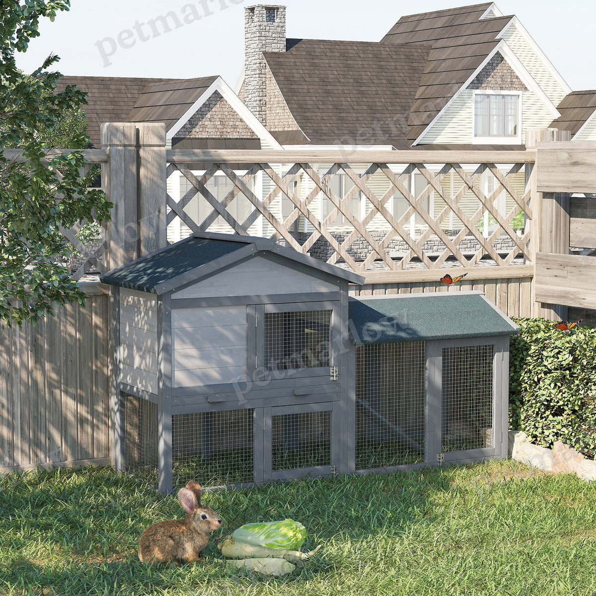 Large Rabbit Hutch with Run for Indoor and Outdoor Use – view 5