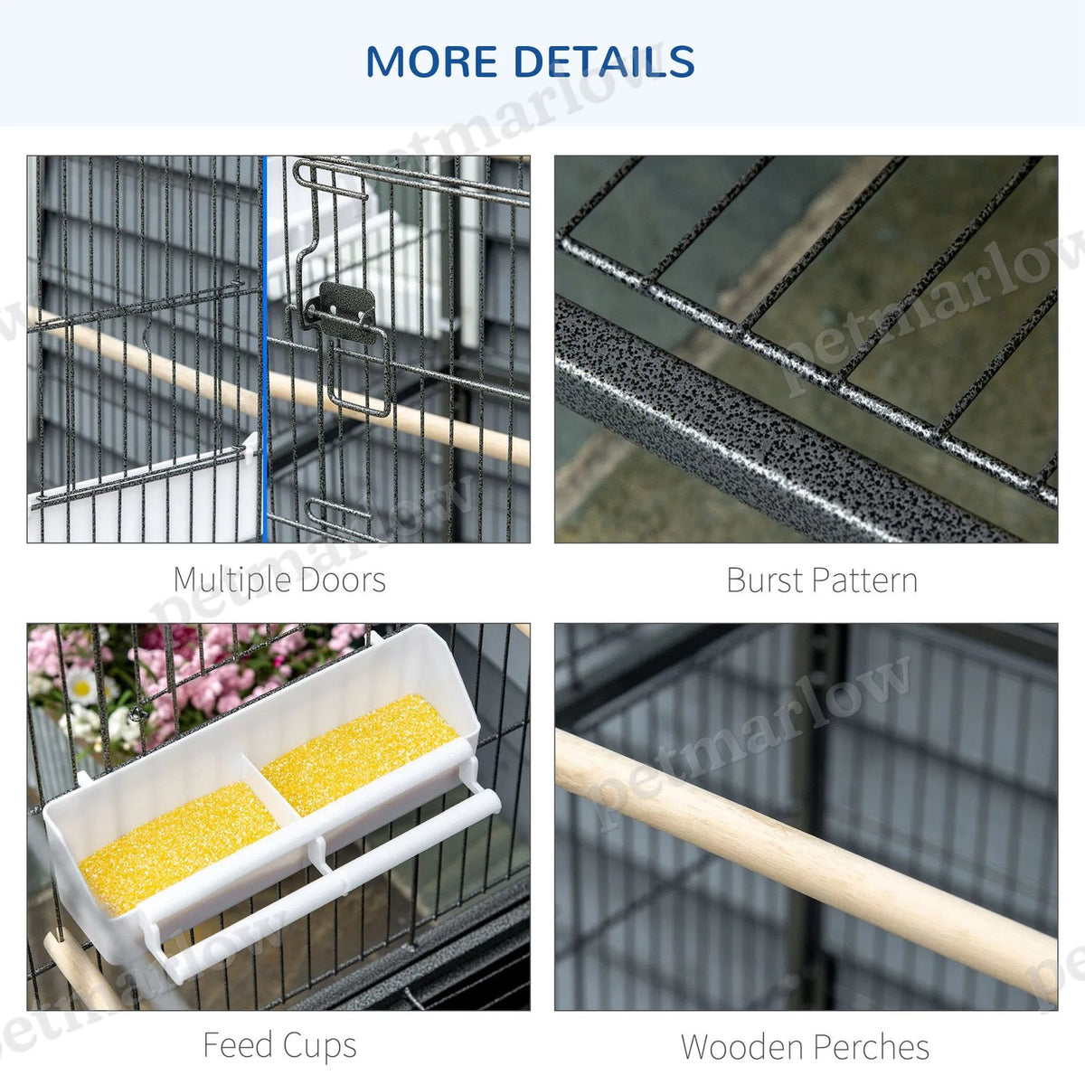 Large Rolling Bird Cage with Storage and Perches – view 3