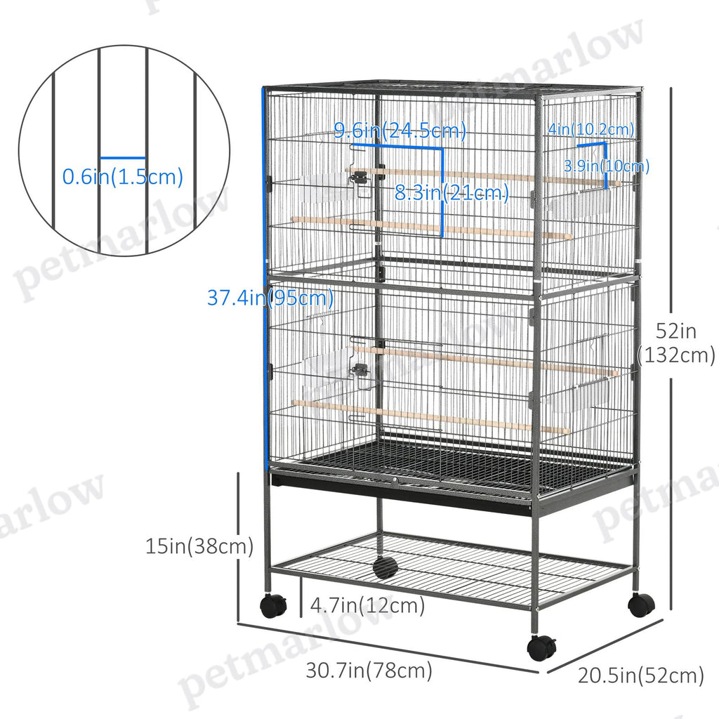 Large Rolling Bird Cage with Storage and Perches – view 4