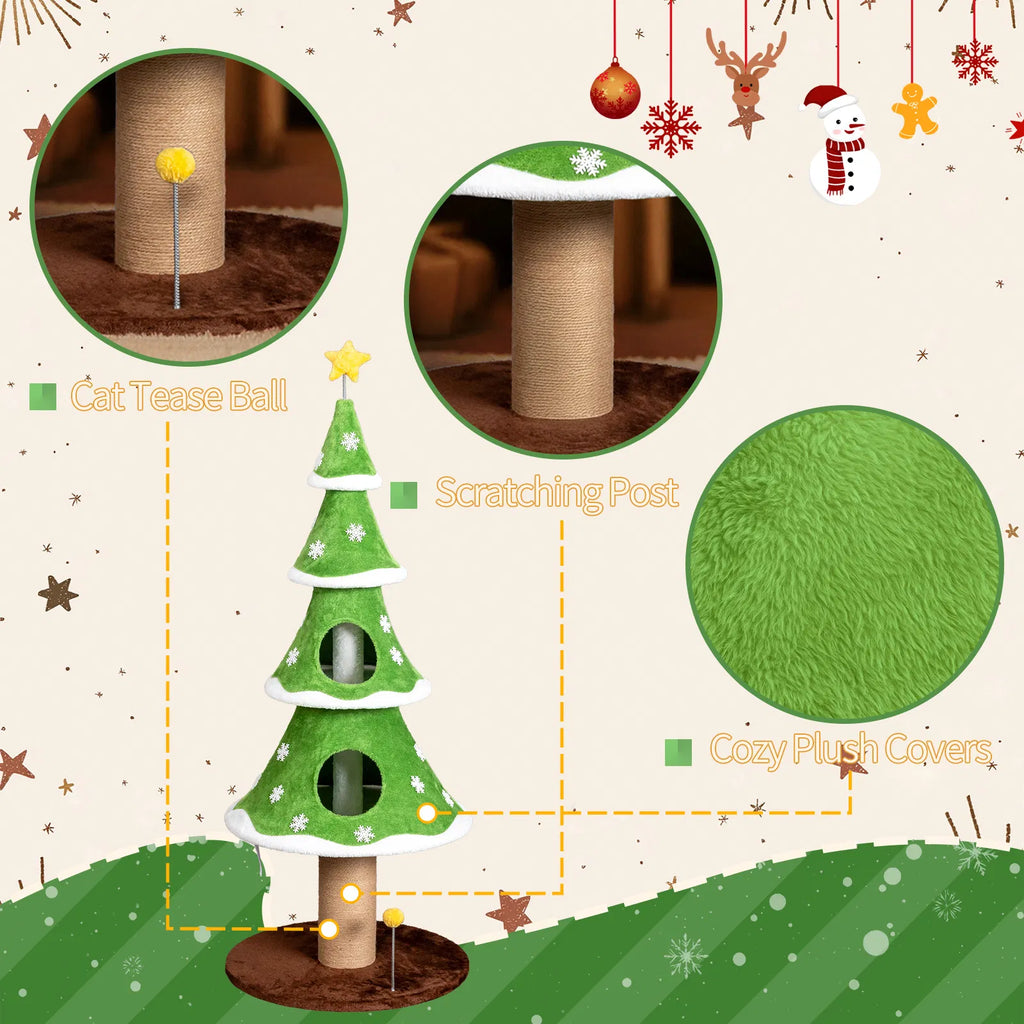 Large Tall Christmas Tree Cat Tower