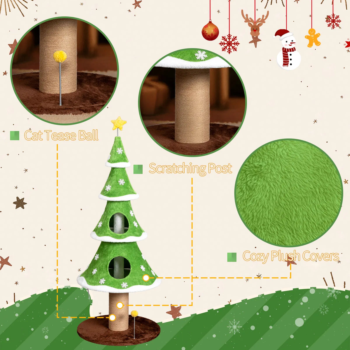 Large Tall Christmas Tree Cat Tower