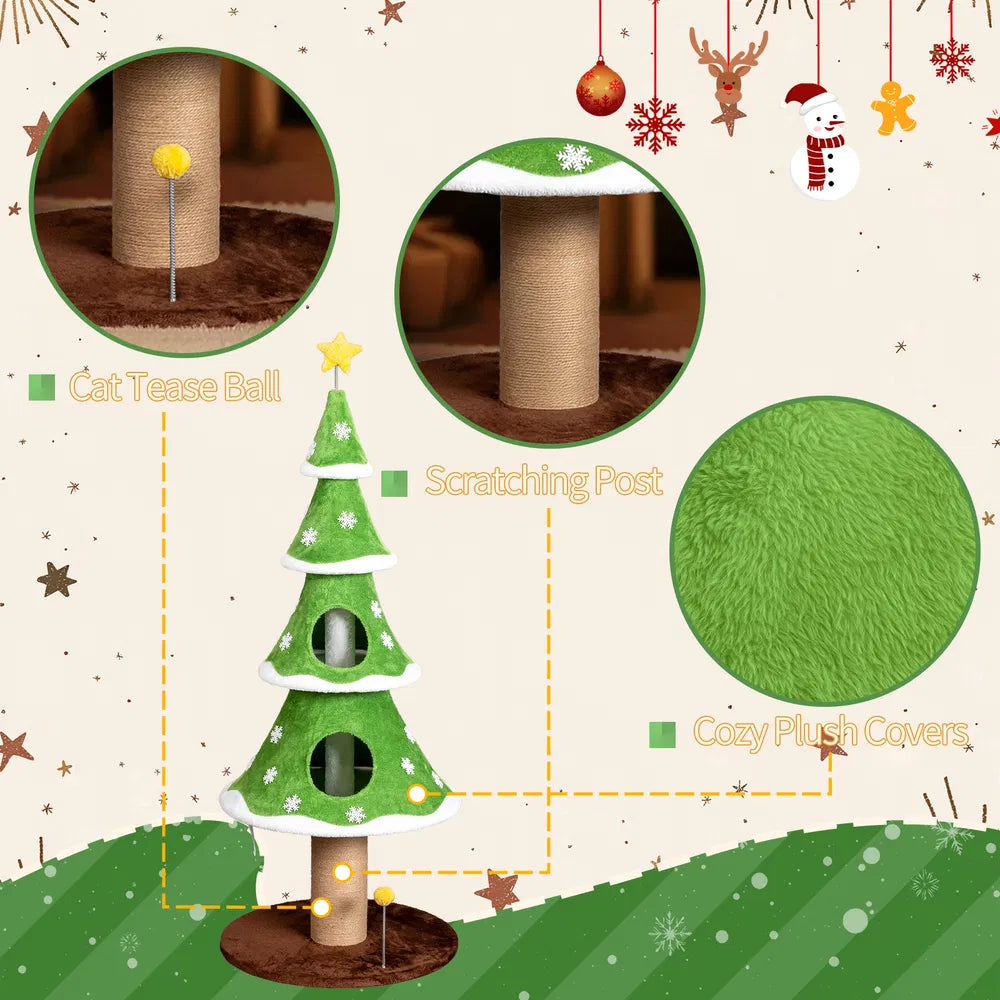 Large Tall Christmas Tree Cat Tower – view 2