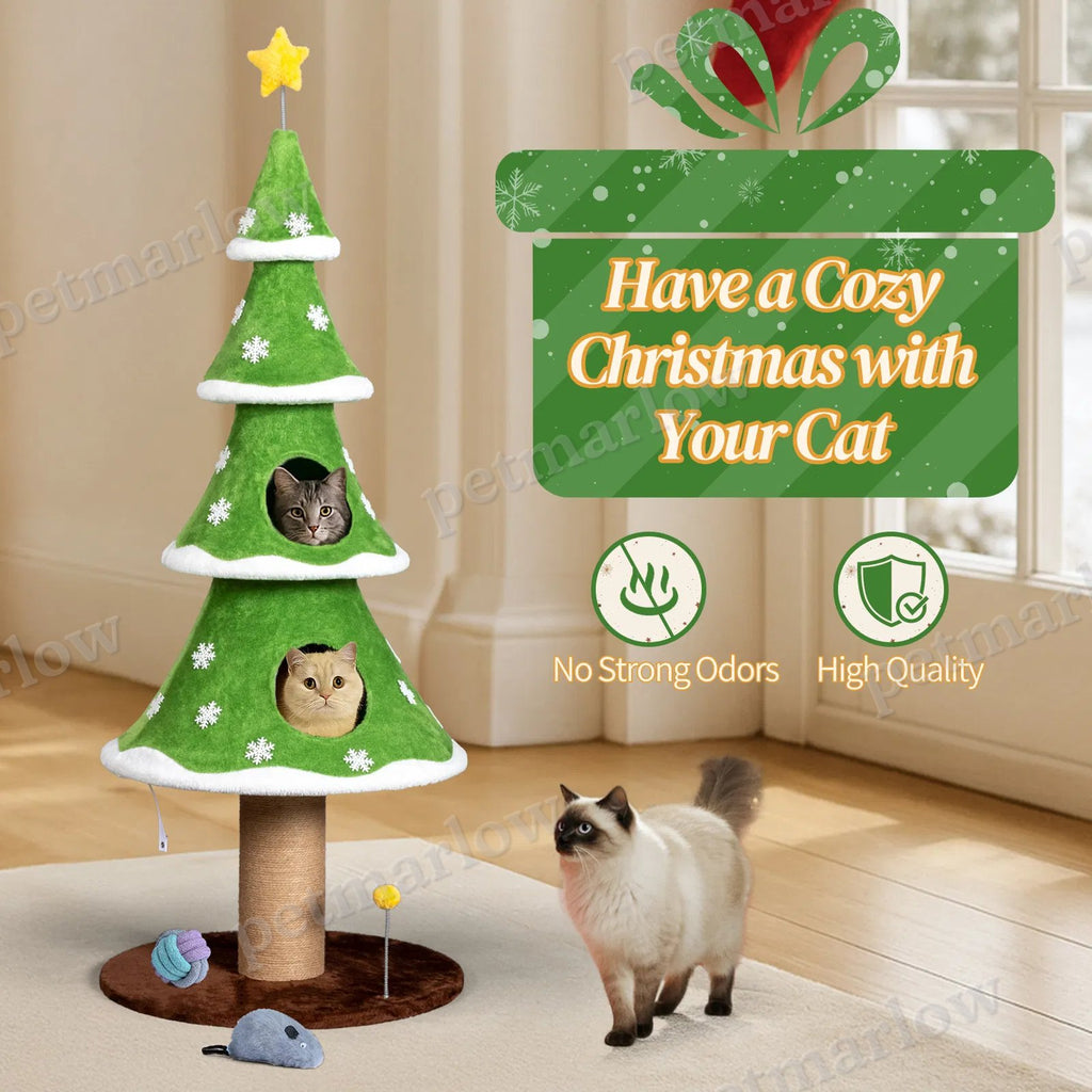 Large Tall Christmas Tree Cat Tower – view 3