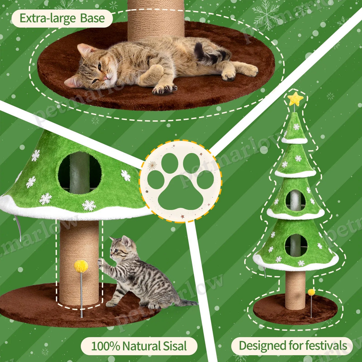 Large Tall Christmas Tree Cat Tower – view 5