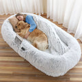 Large Washable Faux Fur Dog Bed for People and Pets – Gray / 6XL71Lx45Wx12Th
