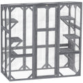 Large Wooden Catio Outdoor for 1-3 Cats – Gray / 1050x300x720 mm