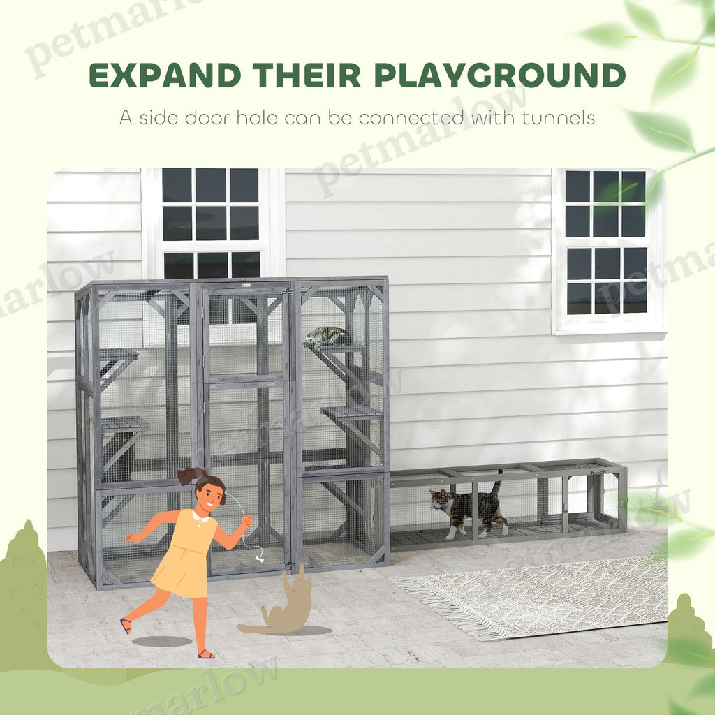Large Wooden Catio Outdoor for 1-3 Cats – view 3