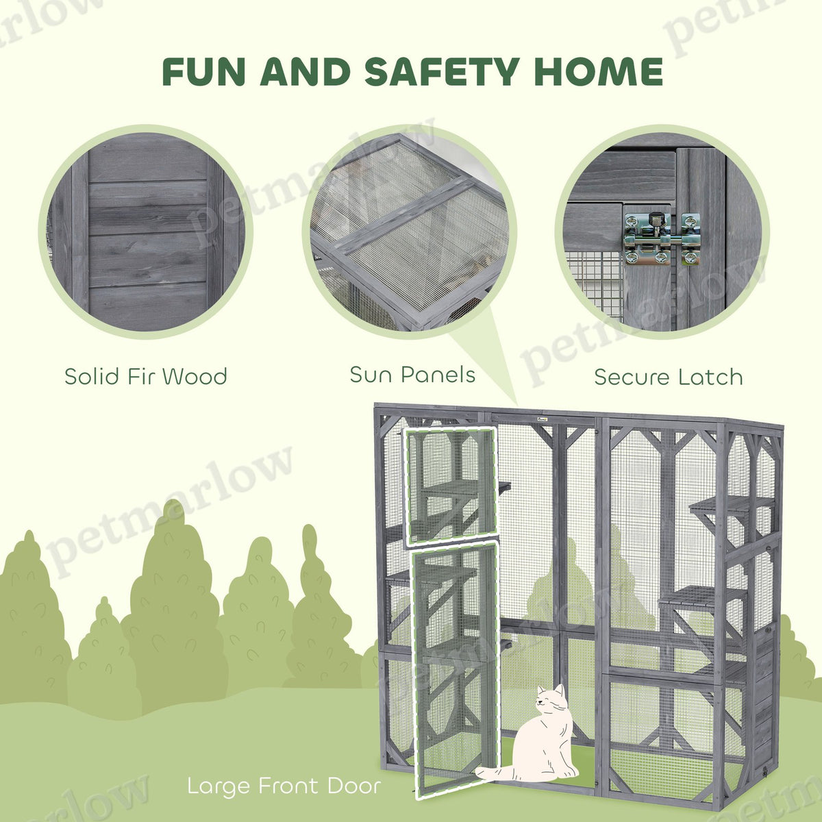 Large Wooden Catio Outdoor for 1-3 Cats – view 4