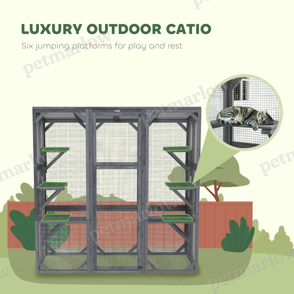 Large Wooden Catio Outdoor for 1-3 Cats – view 5