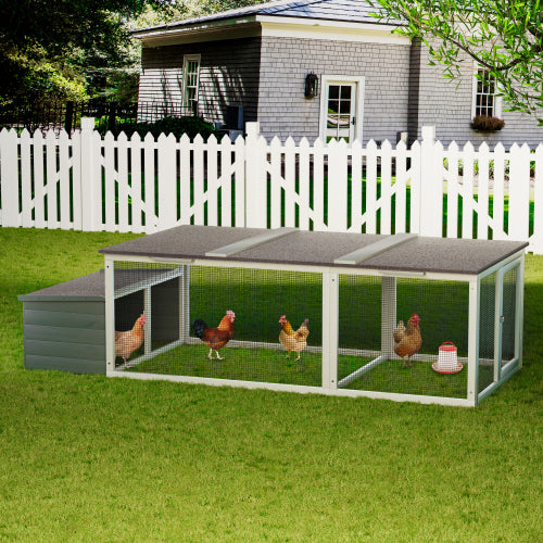 Large Wooden Chicken Coop with Nesting Box and Weatherproof Roof