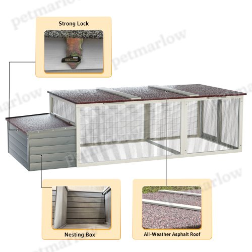 Large Wooden Chicken Coop with Nesting Box and Weatherproof Roof – view 3