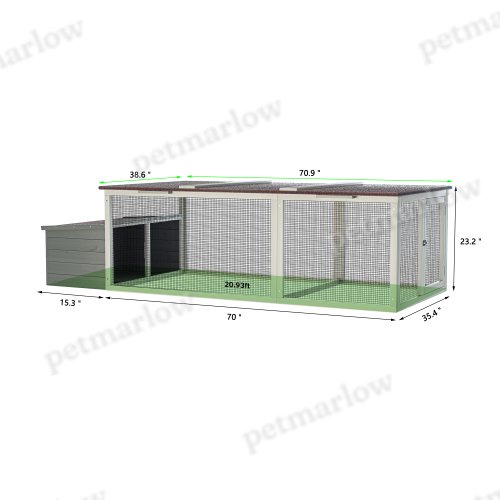 Large Wooden Chicken Coop with Nesting Box and Weatherproof Roof – view 5