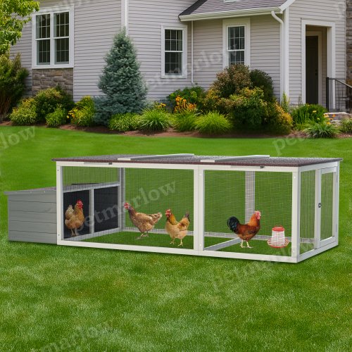 Large Wooden Chicken Coop with Nesting Box and Weatherproof Roof – view 6