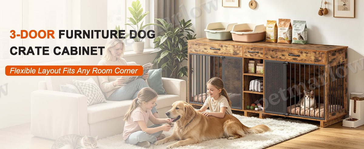 Large Wooden Dog Crate with Storage Cabinet – view 2